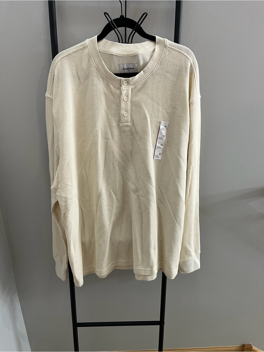 Goodfellow & Co Cream Long-Sleeve Waffle Henley